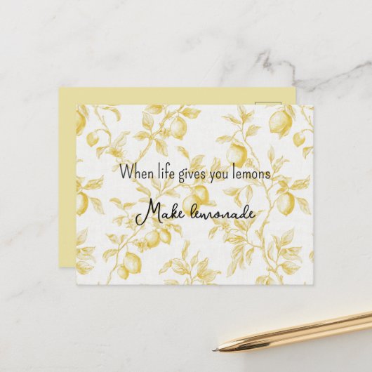 Carte Postale Yellow Fruit Lemons Make Lemonade (Devant/Arrière en situation)