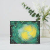 Carte Postale Yellow Green Star Acrylique peinture d'art Abstrai (Debout devant)