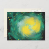 Carte Postale Yellow Green Star Acrylique peinture d'art Abstrai (Devant / Derrière)