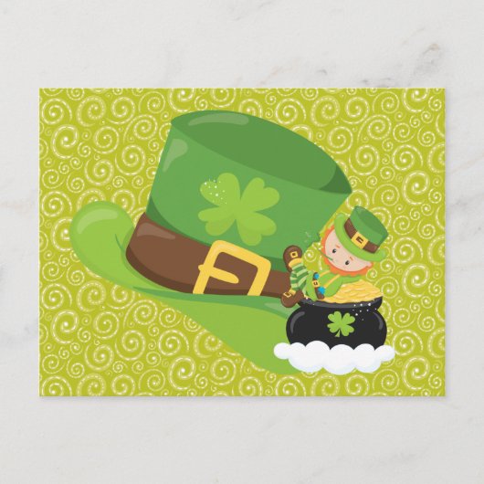 Carte Postale Yellow Green Swils Green Casquette Leprechaun Cart (Devant)