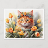 Carte Postale Yellow Kitty Tulips   (Devant)
