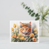 Carte Postale Yellow Kitty Tulips   (Debout devant)