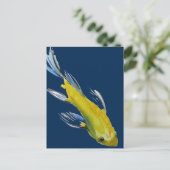 Carte Postale Yellow koi Japonais carp watercolour art fish (Debout devant)
