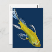 Carte Postale Yellow koi Japonais carp watercolour art fish (Devant / Derrière)