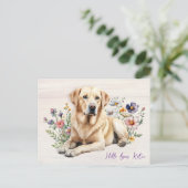 Carte Postale Yellow Lab in Wildflowers Hello Personalized (Debout devant)