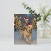 Carte Postale Yellow Labrador and Partridge Christmas postcard (Debout devant)