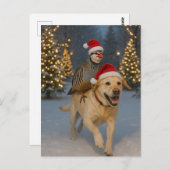 Carte Postale Yellow Labrador and Partridge Christmas postcard (Devant / Derrière)