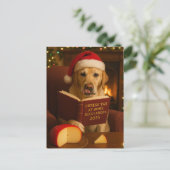 Carte Postale Yellow Labrador 'Cheese Tax' Christmas postcard (Debout devant)