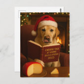 Carte Postale Yellow Labrador 'Cheese Tax' Christmas postcard (Devant / Derrière)