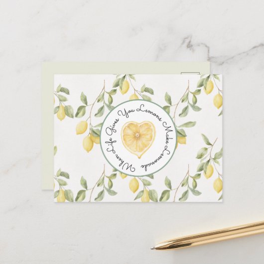 Carte Postale Yellow Lemons Fruit Lemonade (Devant/Arrière en situation)