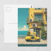 Carte Postale Yellow Scooter by Seaside (Devant / Derrière)