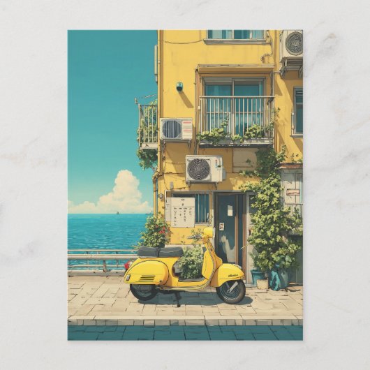 Carte Postale Yellow Scooter by Seaside (Devant)