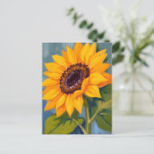 Carte Postale Yellow Sunflower Bright Watercolor Floral (Debout devant)