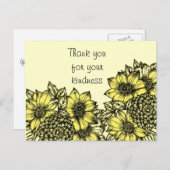 Carte Postale Yellow Sunflower Thank You Postcard (Devant / Derrière)