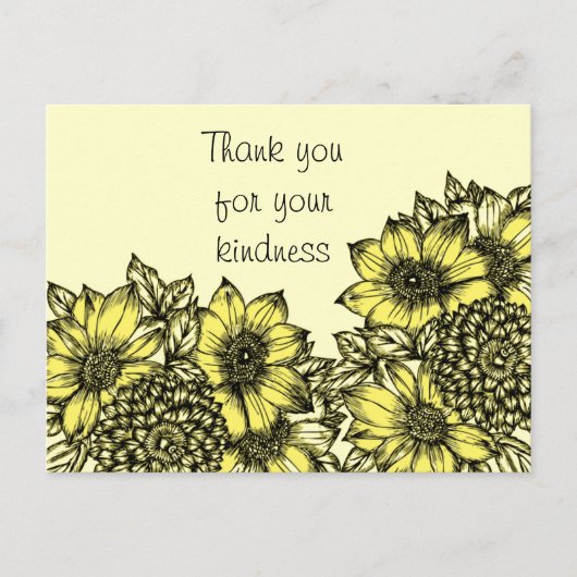 Carte Postale Yellow Sunflower Thank You Postcard (Devant)