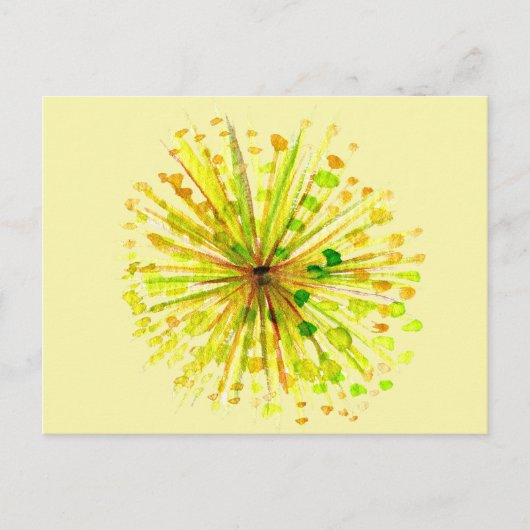 Carte Postale Yellow wildflower dandelion watercolor flower (Devant)