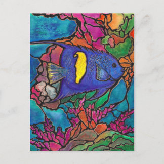 Carte Postale Yellowbar Récif de corail d'angelfish Art "Verre t