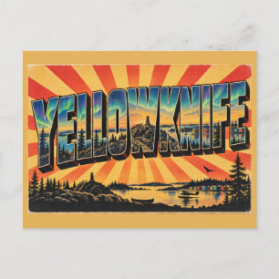 Carte Postale Yellowknife TN Lac Aurore Boréale Art