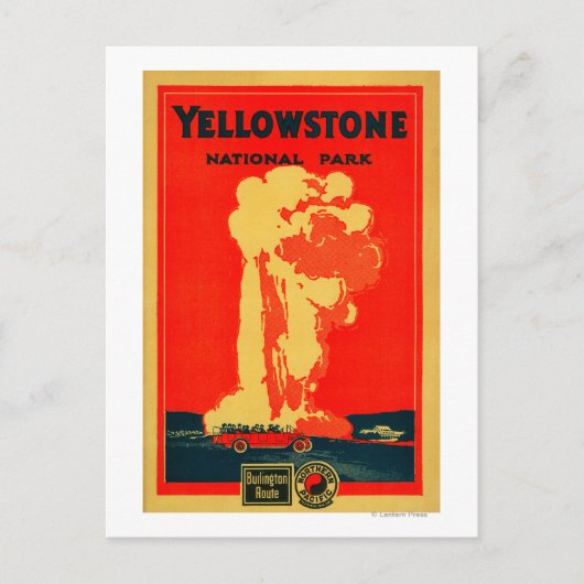 Carte Postale Yellowstone, Ancienne affiche publicitaire fidèle (Devant)