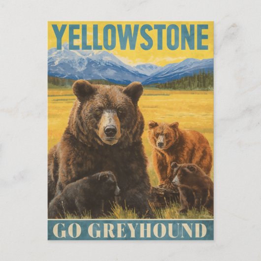 Carte Postale Yellowstone Bears Vintage voyage (Devant)