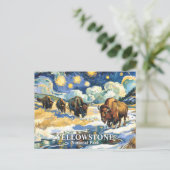 Carte Postale Yellowstone Bison Herd Van Gogh Style Texte person (Debout devant)