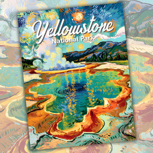 Carte Postale Yellowstone Grand Prismatic Van Gogh Texte personn