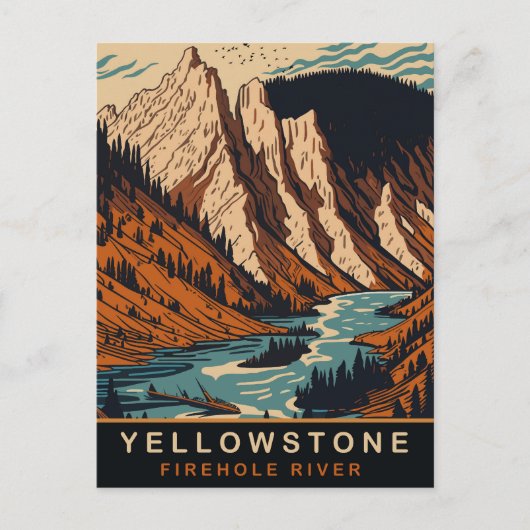 Carte Postale Yellowstone, rivière Firehole, WY, Vintage voyage (Devant)