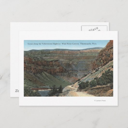 Carte Postale Yellowstone, WY - Yellowstone Highway and Wind (Devant / Derrière)