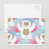 Carte Postale yeti rose (Devant / Derrière)