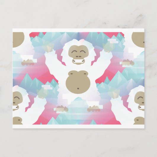 Carte Postale yeti rose (Devant)