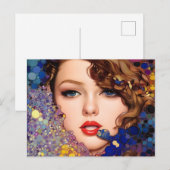 Carte Postale Yeux bleus Blond Abstrait (Devant / Derrière)