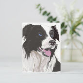 Carte Postale yeux bleus noirs et blancs (Debout devant)