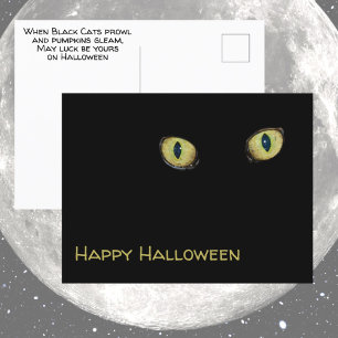 Carte Postale Yeux de chat jaune Joyeux Halloween Photographique