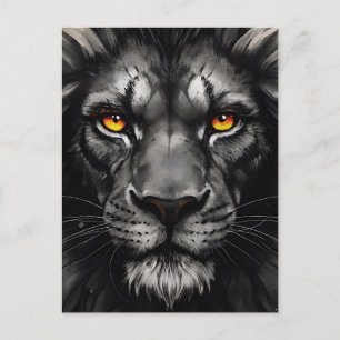 Carte Postale Yeux d'Enfer Portrait du Roi Lion Noir