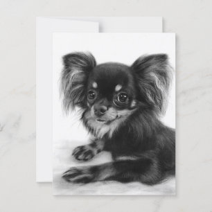 Carte Postale Yeux Sages - Portrait Chihuahua Peint À La Main