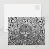 Carte Postale Yin Yang arbre de vie en argent et Chrome (Devant / Derrière)