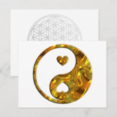 Carte Postale Yin & Yang / Coeurs or (Devant / Derrière)