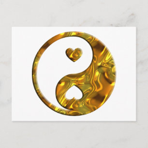 Carte Postale Yin & Yang / Coeurs or