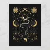 Carte Postale Yin Yang Crescent Lune Soleil Céleste Serpents (Devant)