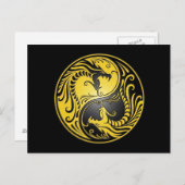 Carte Postale Yin Yang Dragons, jaune et noir (Devant / Derrière)