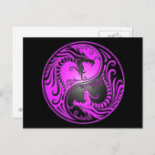 Carte Postale Yin Yang Dragons, purple and black (Devant / Derrière)