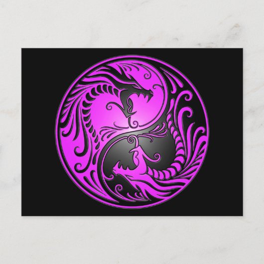 Carte Postale Yin Yang Dragons, purple and black (Devant)