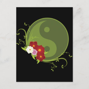 Carte Postale Yin Yang et les fleurs