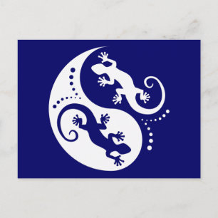Carte Postale YIN & YANG Geckos white + votre idée