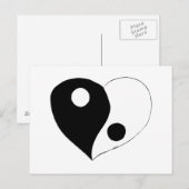 Carte Postale Yin Yang Heart (B/W) (Devant / Derrière)