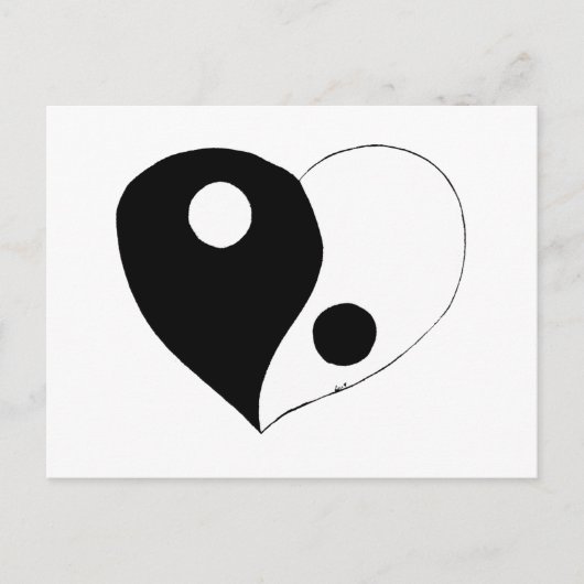 Carte Postale Yin Yang Heart (B/W) (Devant)