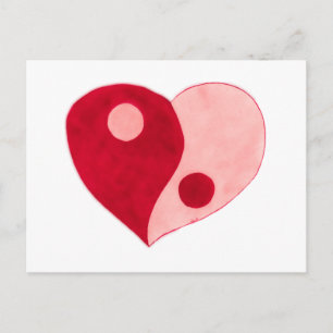 Carte Postale Yin Yang Heart (Rouge/Rose)