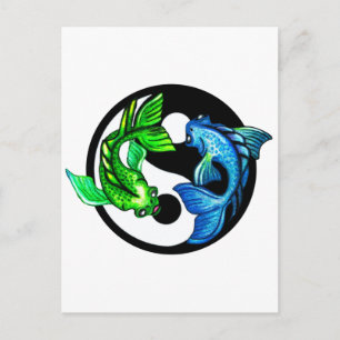 Carte Postale Yin-Yang Koi Design