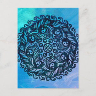 Carte Postale Yin Yang Mandala Nature Florale Fleur Mandalas