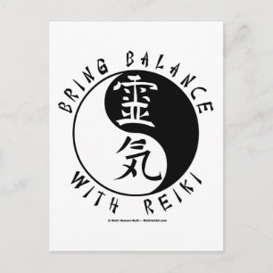 Carte Postale Yin Yang Reiki Kanji